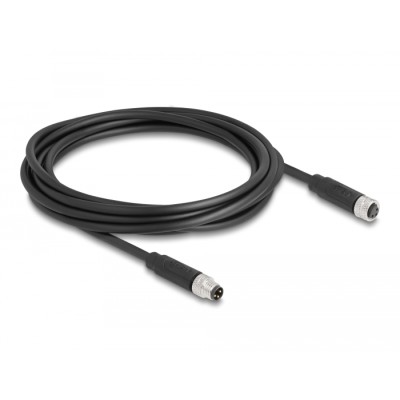 Delock M8 A-coded 3 pin Cable male to female PUR (TPU) 3 m 2