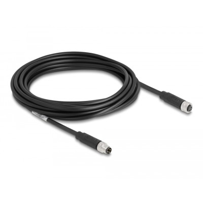 Delock M8 3 pin Cable A-coded male to female PUR (TPU) 5 m 2