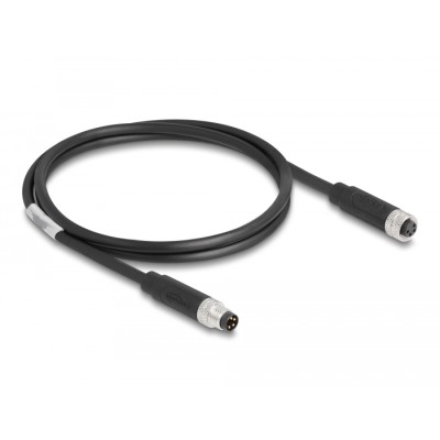 Delock M8 A-coded 4 pin Cable male to female PUR (TPU) 1 m 2