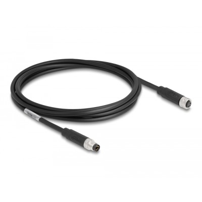 Delock M8 A-coded 4 pin Cable male to female PUR (TPU) 2 m 2