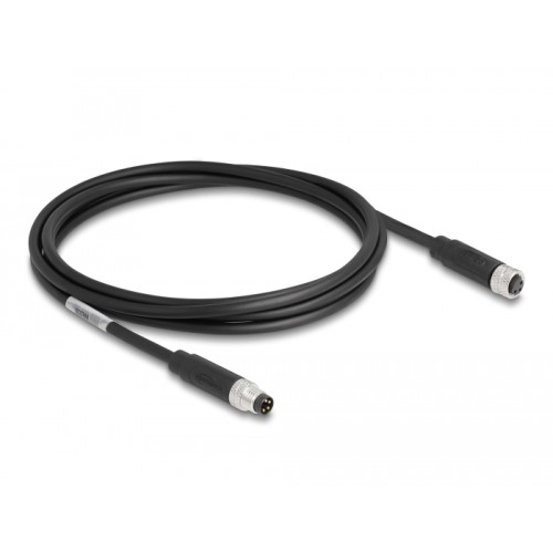 Delock M8 A-coded 4 pin Cable male to female PUR (TPU) 2 m