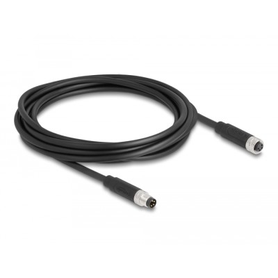 Delock M8 4 pin Cable A-coded male to female PUR (TPU) 3 m 2