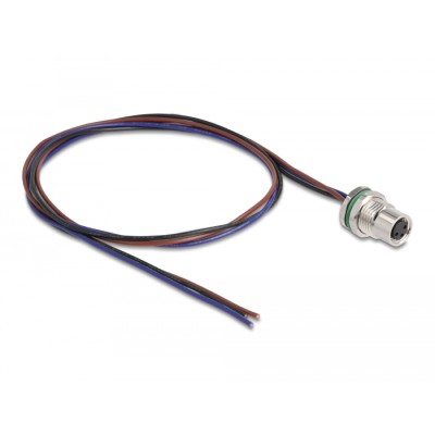 Delock M8 panel-mount cable A-coded 3 pin female for panel with open cable ends front mounting 0.5 m 2