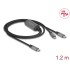 Delock USB-C™ Y-Cable 1 x male to 2 x male PD 3.0 100 W intelligent power distribution 1.2 m
