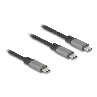 Delock USB-C™ Y-Cable 1 x male to 2 x male PD 3.0 100 W intelligent power distribution 1.2 m 2