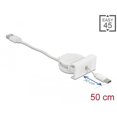 Easy 45 Module USB 2.0 Retractable Cable USB Type-A to USB Type-C™ white