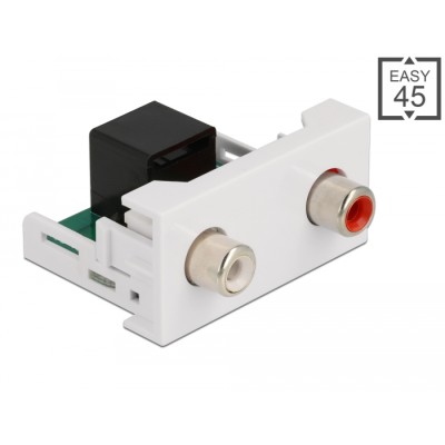 Delock Easy 45 Module 2 x RCA female to RJ45 female port 22.5 x 45 mm