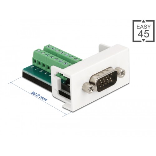 Delock Easy 45 Module VGA male to Terminal Block 22.5 x 45 mm
