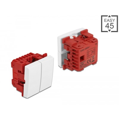 Delock Easy 45 2-gang Switch 1-pole 1-way 45 x 45 mm, white