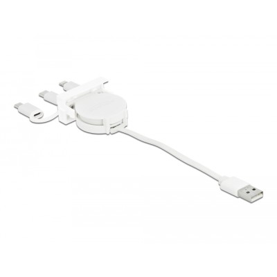 Delock Easy 45 Module USB 2.0 3 in 1 Retractable Cable USB Type-A to USB-C™, Micro USB and Lightning white 2