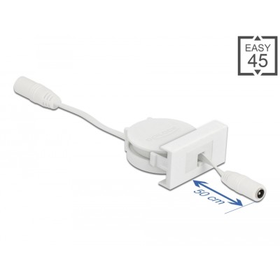 Delock Easy 45 Module Power Retractable Cable DC 5.5 x 2.1 mm female / female white