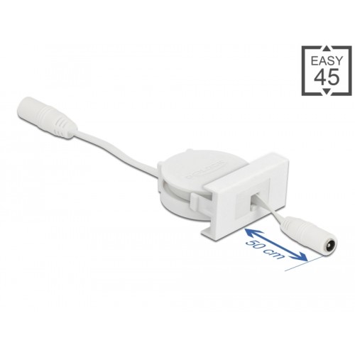 Delock Easy 45 Module Power Retractable Cable DC 5.5 x 2.1 mm female / female white