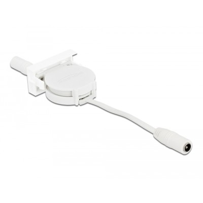 Delock Easy 45 Module Power Retractable Cable DC 5.5 x 2.1 mm female / female white 2