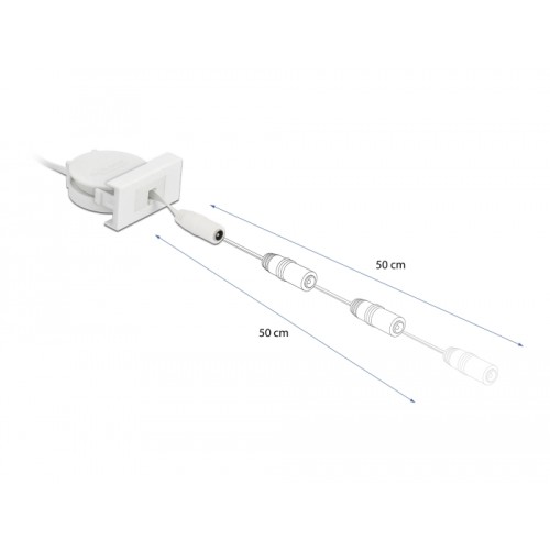 Delock Easy 45 Module Power Retractable Cable DC 5.5 x 2.1 mm female / female white