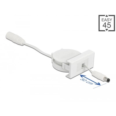 Delock Easy 45 Module Power Retractable Cable DC 5.5 x 2.1 mm female / male white