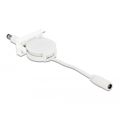 Delock Easy 45 Module Power Retractable Cable DC 5.5 x 2.1 mm female / male white 2