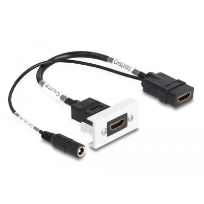 Delock Easy 45 HDMI 4K 60 Hz Module with DC feed 2.1 x 5.5 mm and pigtail,22.5 x 45 mm 2