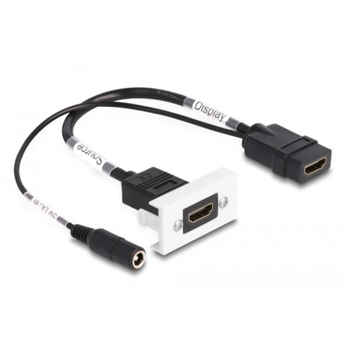 Delock Easy 45 HDMI 4K 60 Hz Module with DC feed 2.1 x 5.5 mm and pigtail,22.5 x 45 mm