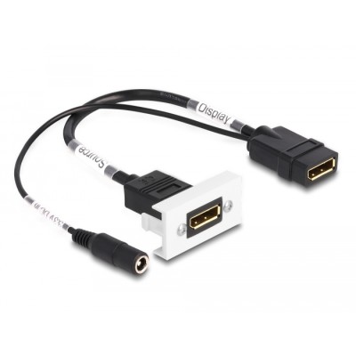 Delock Easy 45 DisplayPort 4K 60 Hz Module with DC feed 2.1 x 5.5 mm and pigtail,22.5 x 45 mm 2