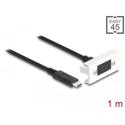 Delock Easy 45 Module SuperSpeed USB 10 Gbps (USB 3.2 Gen 2) USB Type-C™ female to USB Type-C™ male with pigtail, 22,5 x 45 mm