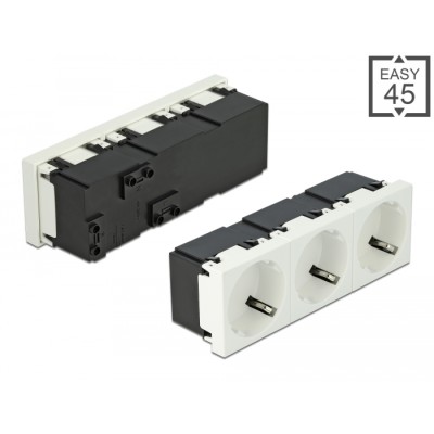 Delock Easy 45 Grounded Power Socket 3-way with a 45° arrangement 45 x 45 mm