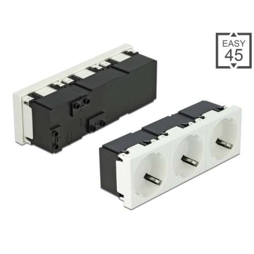 Delock Easy 45 Grounded Power Socket 3-way with a 45° arrangement 45 x 45 mm