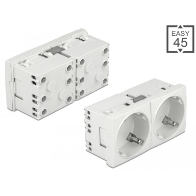 Delock Easy 45 Grounded Power Socket with a 45° arrangement 2-way extendable 45 x 45 mm