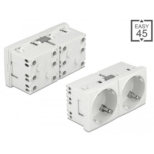 Delock Easy 45 Grounded Power Socket with a 45° arrangement 2-way extendable 45 x 45 mm