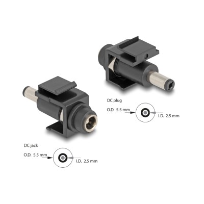 Delock Keystone Module DC 5.5 x 2.5 mm female to DC 5.5 x 2.5 mm male black