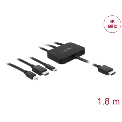 Delock USB-C™, HDMI or mini DisplayPort to 4K HDMI Adapter Cable 1.8 m