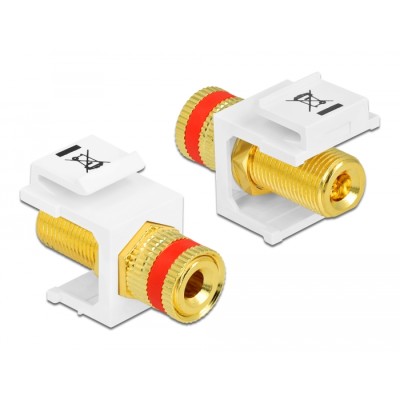 Delock Keystone module binding post  thread nut red / white