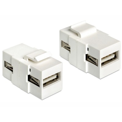 Delock Keystone Module USB 2.0 A female  USB 2.0 A female white