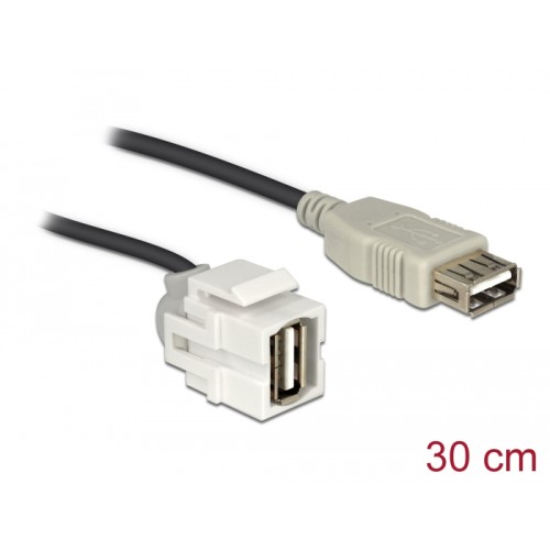 Delock Keystone Module USB 2.0 A female 250°  USB 2.0 A female with cable white