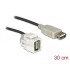 Delock Keystone Module USB 2.0 A female 250°  USB 2.0 A female with cable white