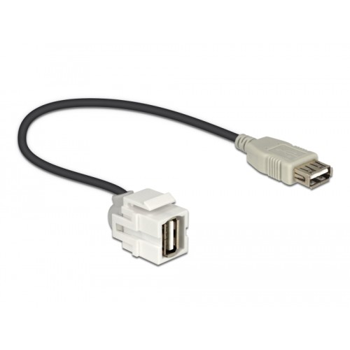 Delock Keystone Module USB 2.0 A female 250°  USB 2.0 A female with cable white