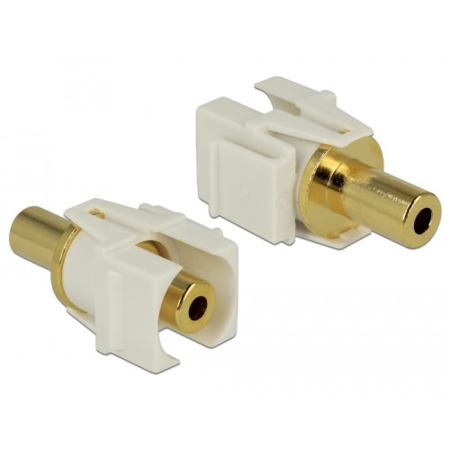 Delock Keystone Module stereo jack female 3.5 mm 3 pin  stereo jack female 3.5 mm 3 pin gold plated white
