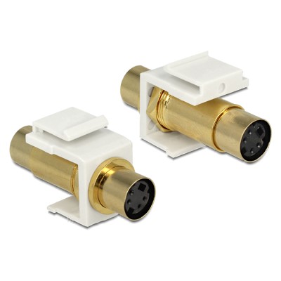 Delock Keystone module Mini-DIN 4 pin female  female gold plated white