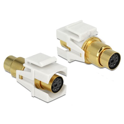 Delock Keystone module Mini-DIN 6 pin female  female gold plated white