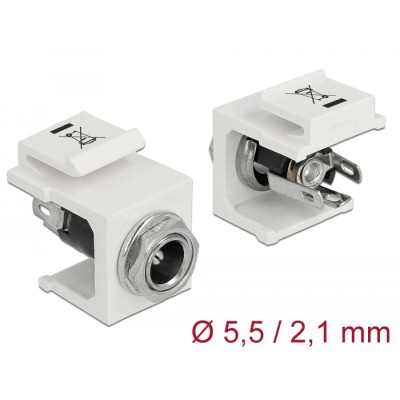 Delock Keystone Module DC 5.5 x 2.1 mm female white