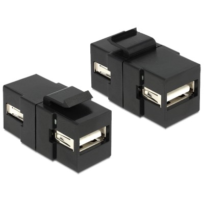 Delock Keystone Module USB 2.0 A female  USB 2.0 A female black