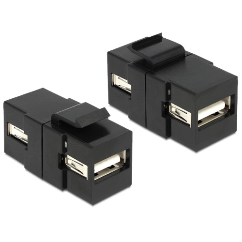Delock Keystone Module USB 2.0 A female  USB 2.0 A female black