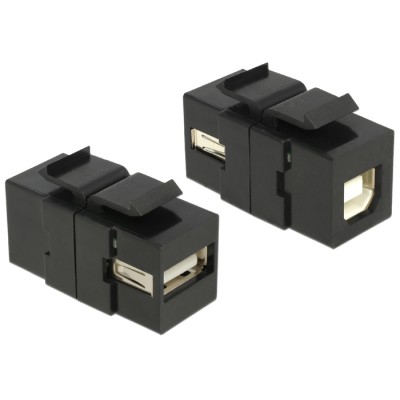 Delock Keystone Module USB 2.0 A female  USB 2.0 B female black