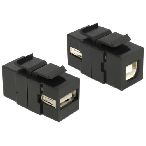 Delock Keystone Module USB 2.0 A female  USB 2.0 B female black