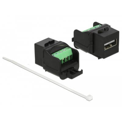 Delock Keystone module USB 2.0 A female to terminal block black