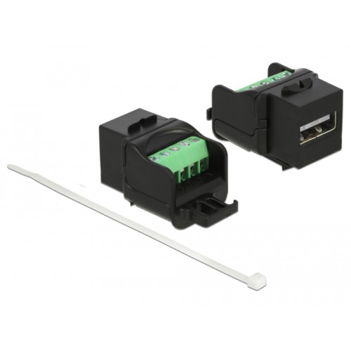 Delock Keystone module USB 2.0 A female to terminal block black