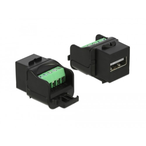Delock Keystone module USB 2.0 A female to terminal block black