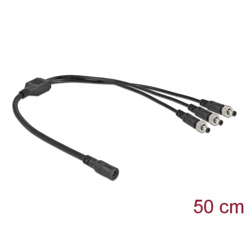 Delock DC Splitter Cable 5.5 x 2.1 mm 1 x female to 3 x male screwable