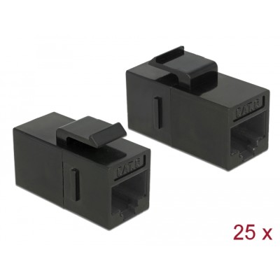 Delock Keystone Module RJ45 jack > RJ45 jack Cat.6 UTP black 25 pieces