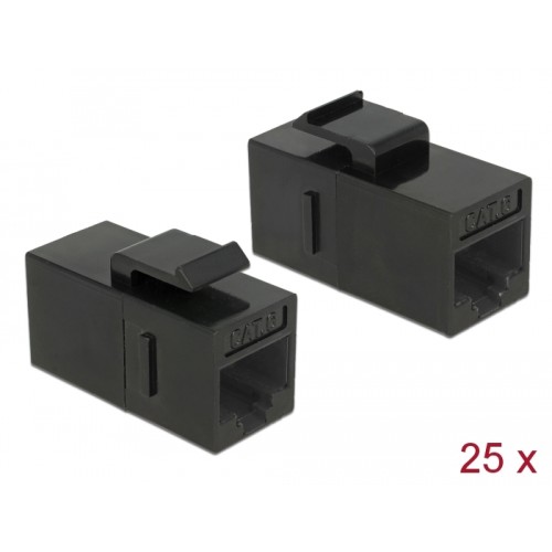 Delock Keystone Module RJ45 jack  RJ45 jack Cat.6 UTP black 25 pieces
