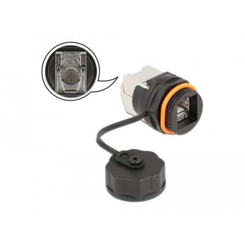 Delock Cable Connector RJ45 jack to Cat.6A LSA with protective cap waterproof